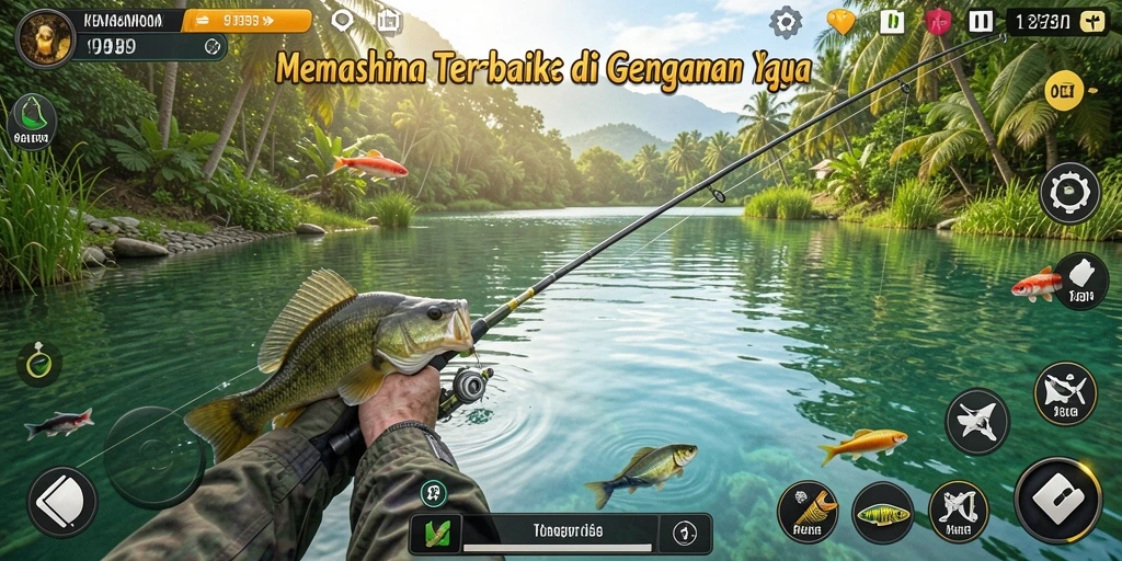 Gameplay seru dalam 9939 dengan pengalaman memancing realistis.