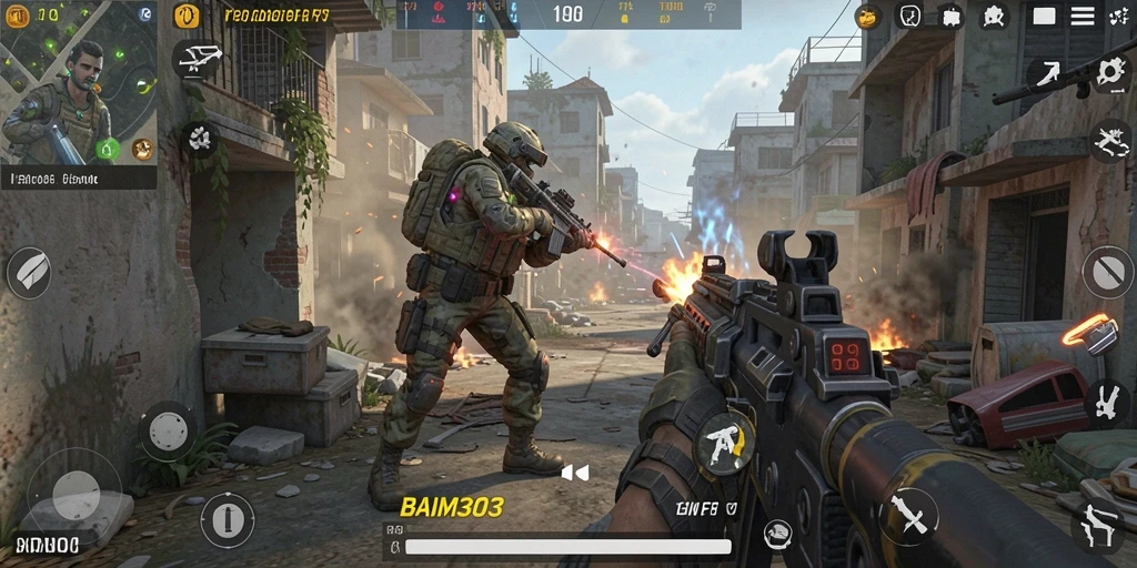 Screenshot gameplay BAIM303 yang menunjukkan aksi pertempuran seru.