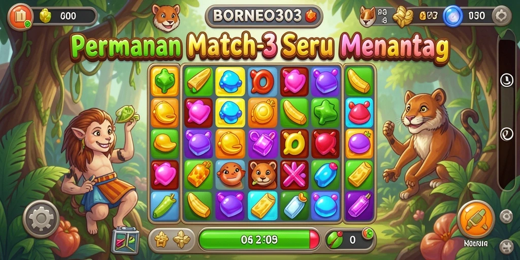 Tampilan menarik dari gameplay <strong>BORNEO303</strong> dengan objek berwarna-warni.