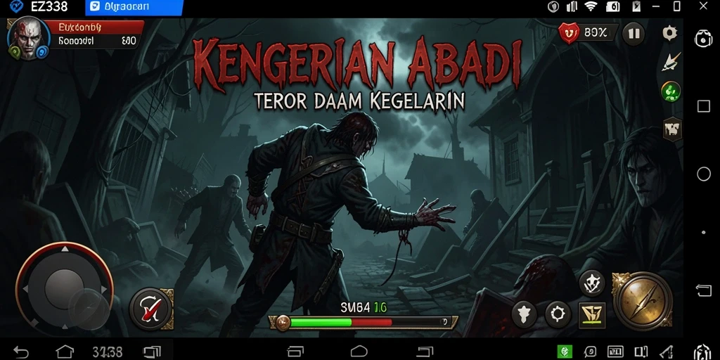 Screenshot gameplay menampilkan kegelapan dan ketegangan mendalam dalam EZ338.