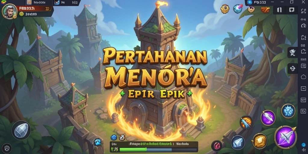 Screenshot utama FB333 menunjukkan gameplay Tower Defense yang penuh aksi.