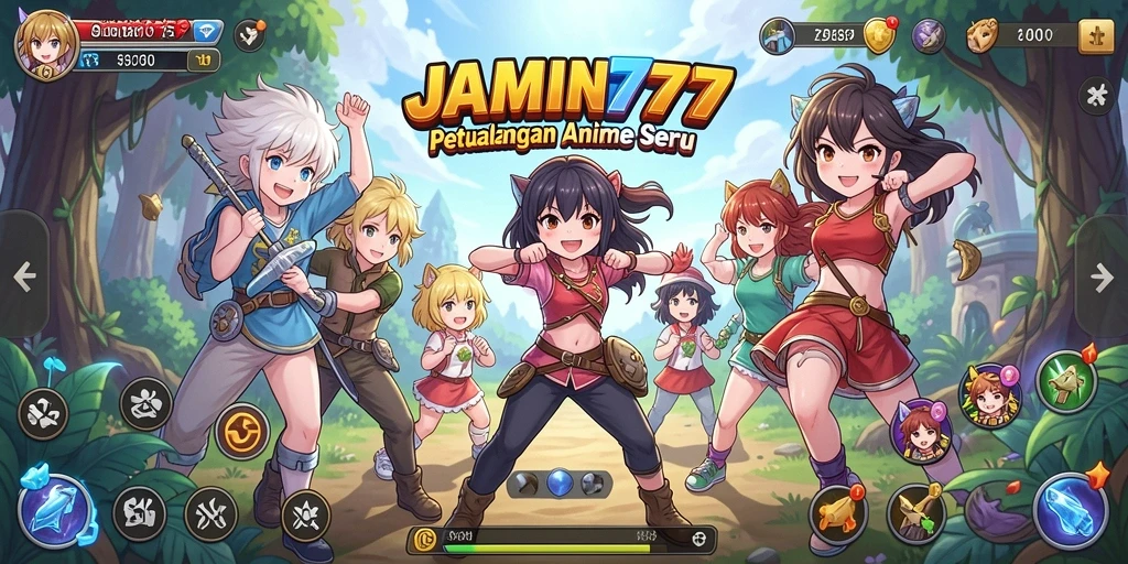 Tampilan gameplay JAMIN777 yang menarik dengan karakter Anime beraksi.