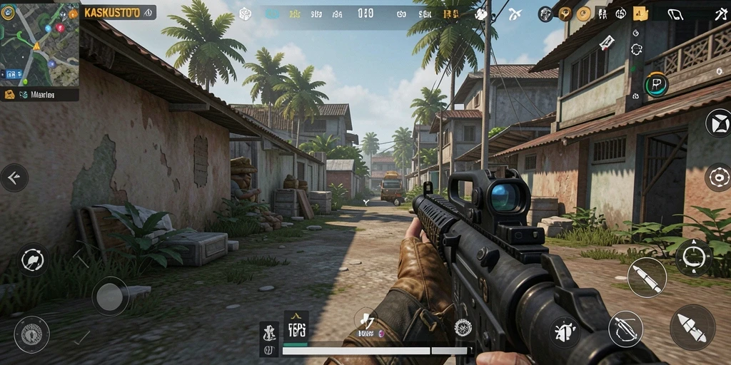 Gameplay KASKUSTOTO menampilkan aksi tembak-menembak seru.