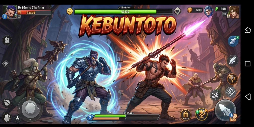 Screenshot gameplay KEBUNTOTO dengan aksi pertarungan yang intens.